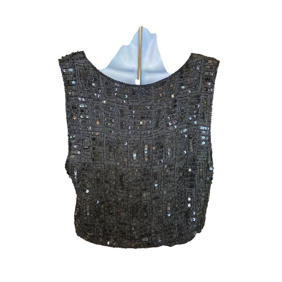 Cee Cee Silk Beaded Sequin Vest India M Boho Gatsby Party Vintage Y2K Festival - Picture 2 of 7
